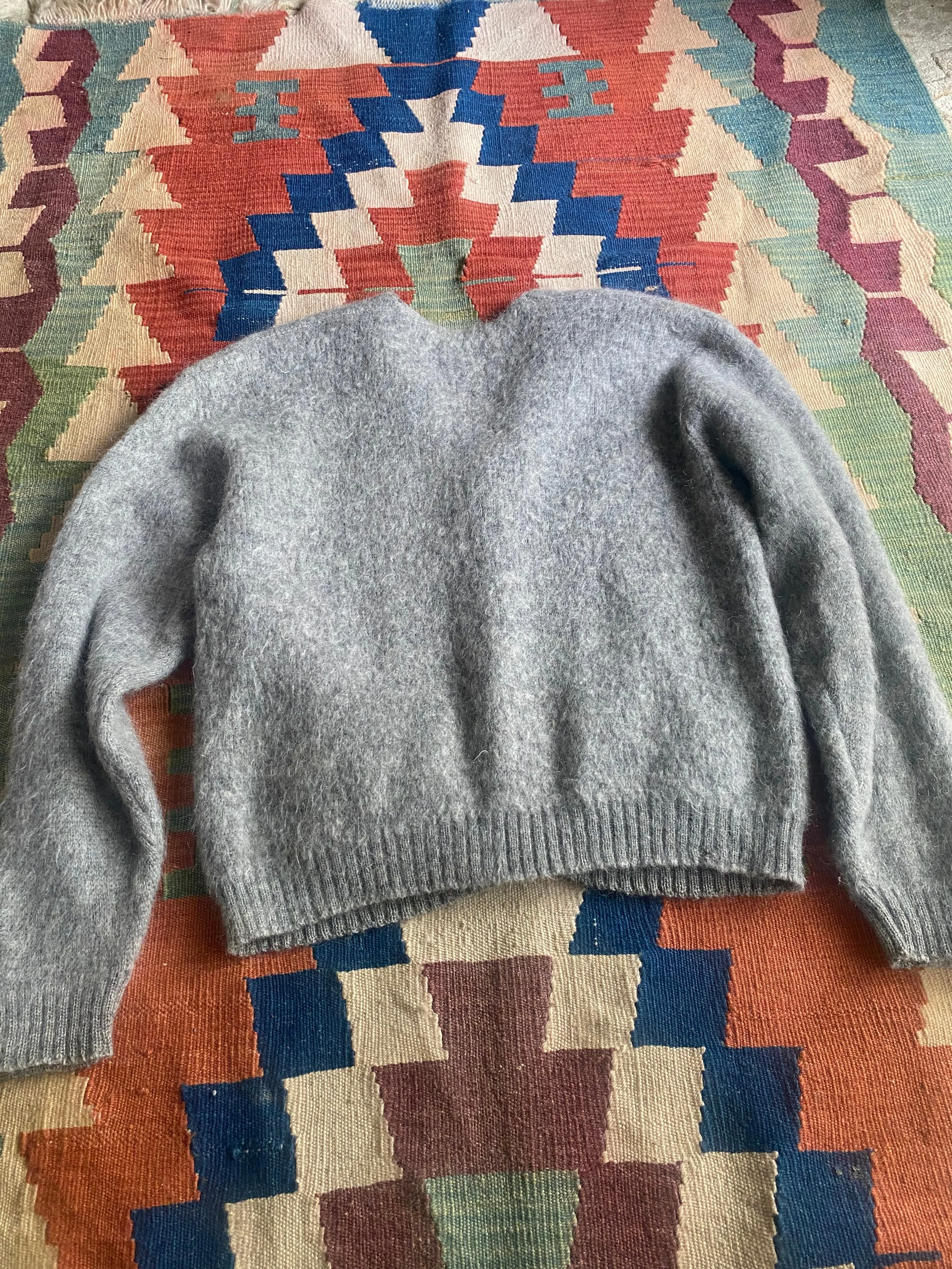 1960s Penney's Grey Shaggy Mohair Cardigan