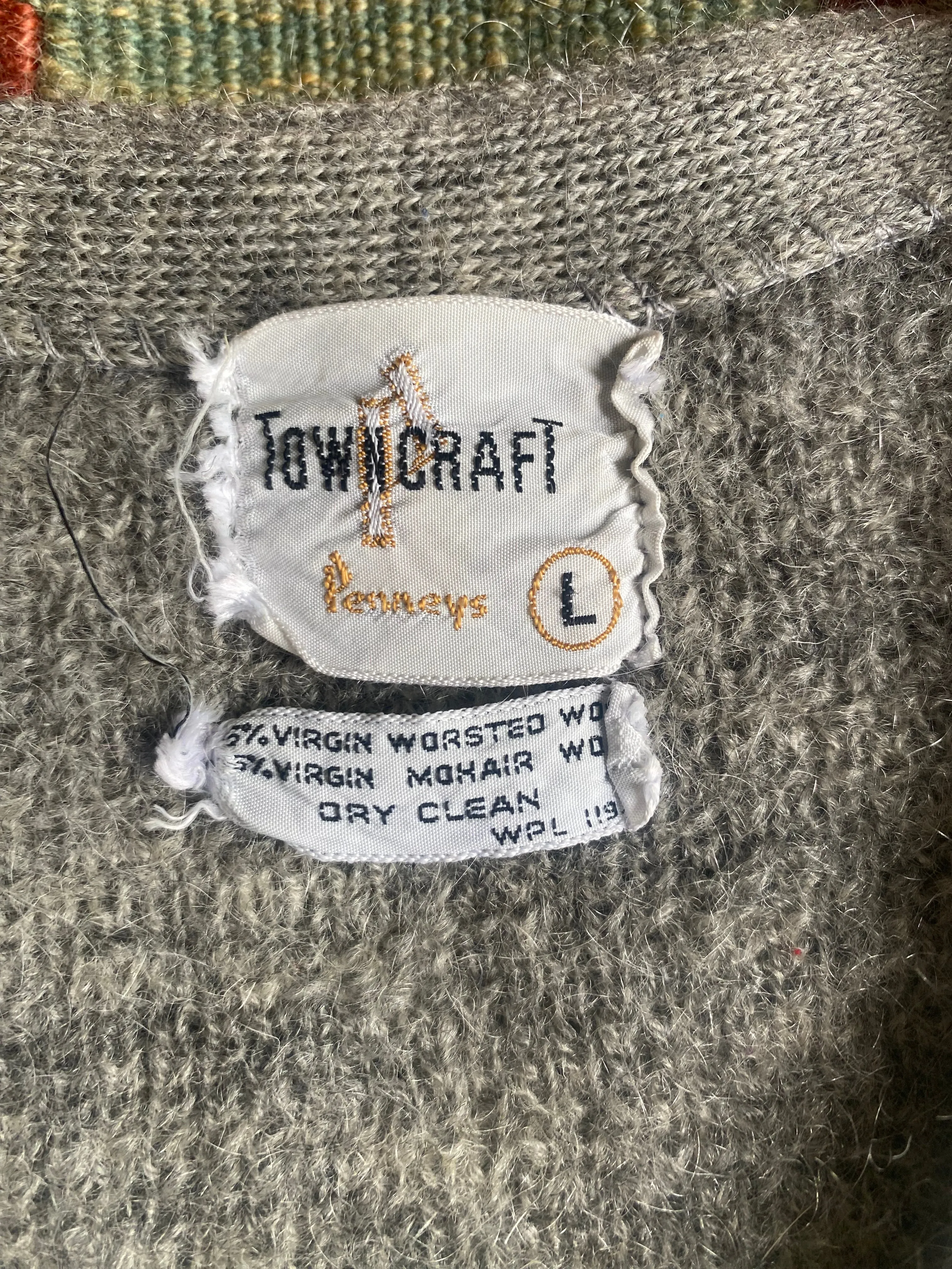 1960s Penney's Grey Shaggy Mohair Cardigan