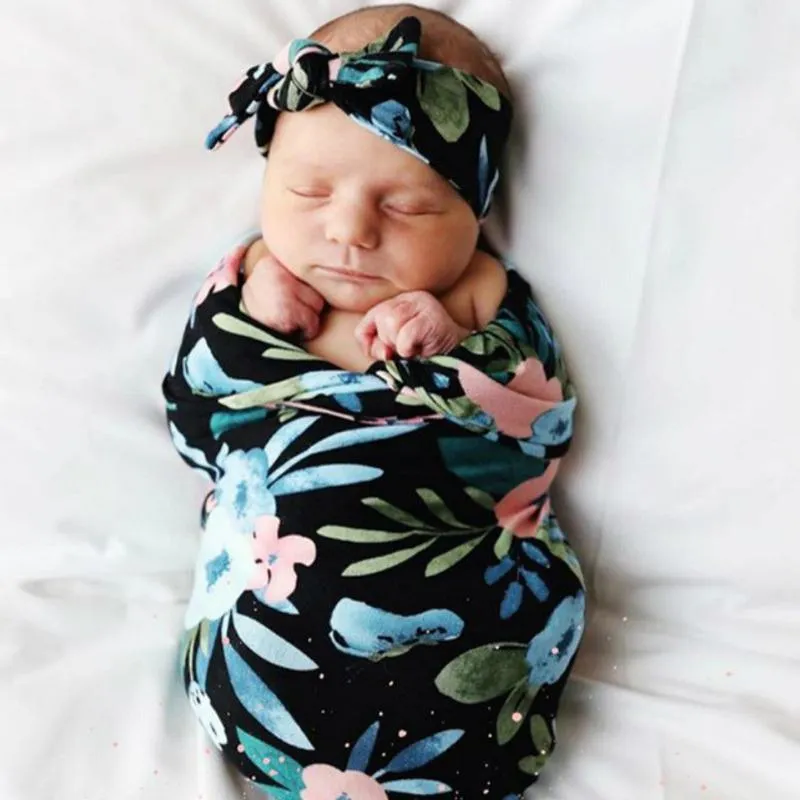 3-piece Floral Printed Baby Photographic Clothing & Hat & Headband