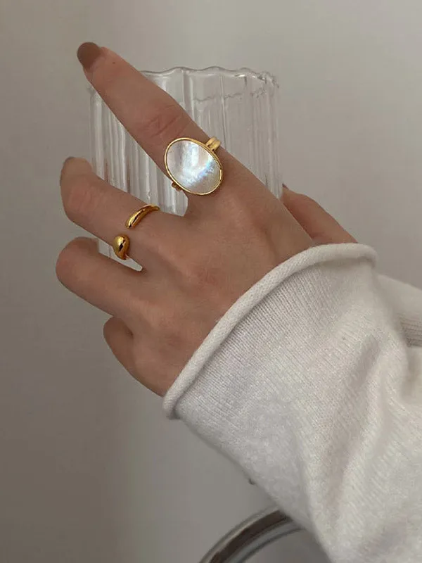 Adjustable Mother-Of-Pearl Geometric Rings Accessories