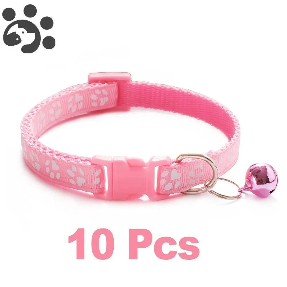 Adjustable Nylon Pet Collar Set with Bell: Stylish Accessories for Small Pets