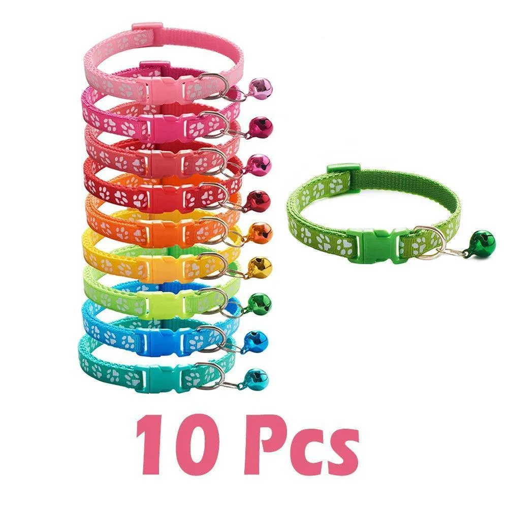 Adjustable Nylon Pet Collar Set with Bell: Stylish Accessories for Small Pets