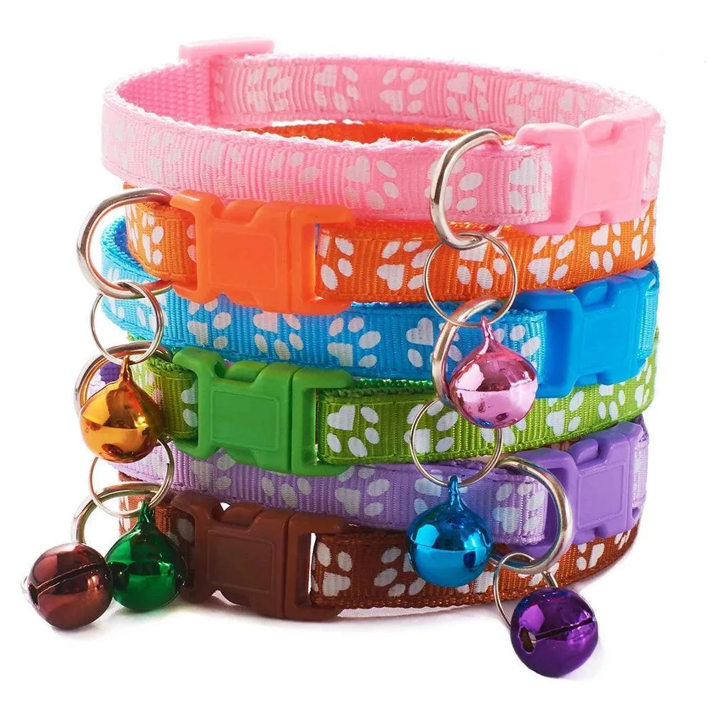 Adjustable Nylon Pet Collar Set with Bell: Stylish Accessories for Small Pets