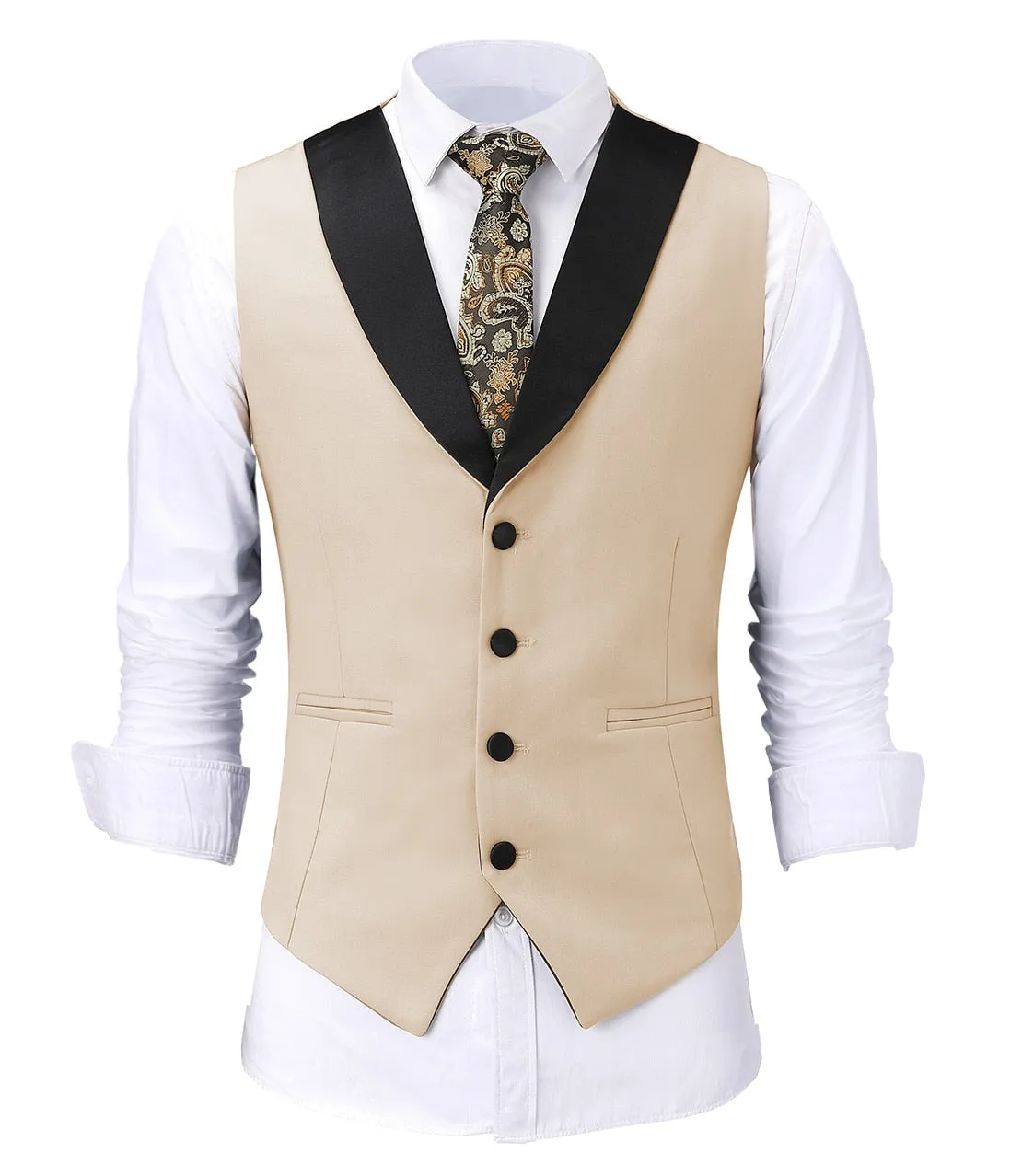 Aidase Casual Men's Beige Vest Jacket Slim Fit Prom Burgundy Tuxedos Blazer Champagne Suits Waistcoat For Wedding Best Man Grooms