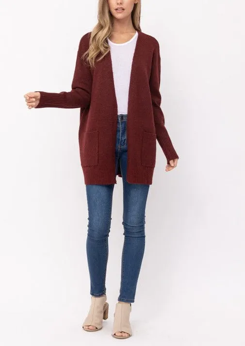 Always Classic Cozy Cardigan Sweater in Burgundy~FINAL SALE