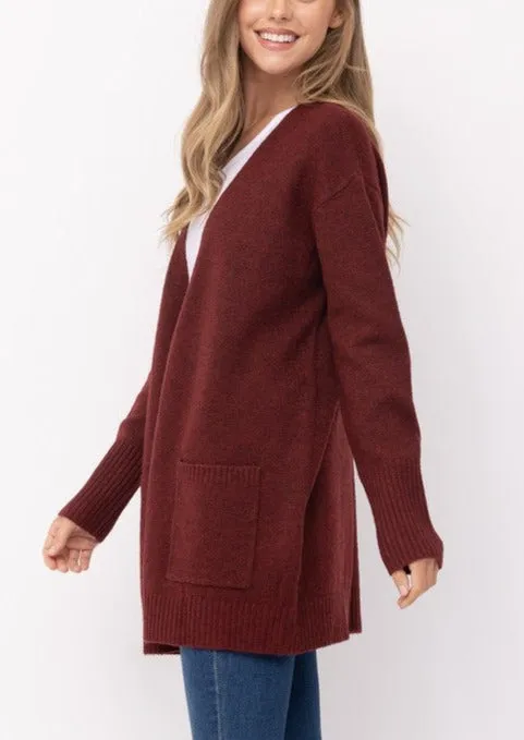 Always Classic Cozy Cardigan Sweater in Burgundy~FINAL SALE