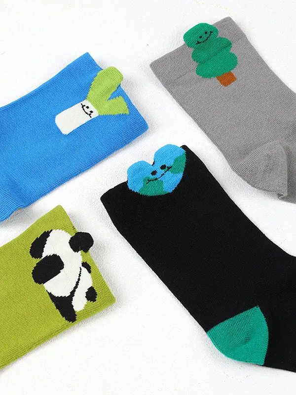 Animal Shape Contrast Color Panda Socks Accessories