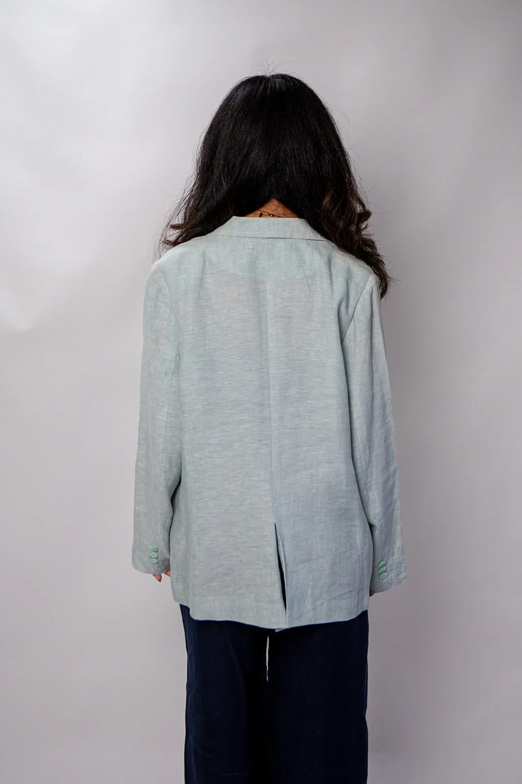 Bleu 100% Linen Oversized Blazer