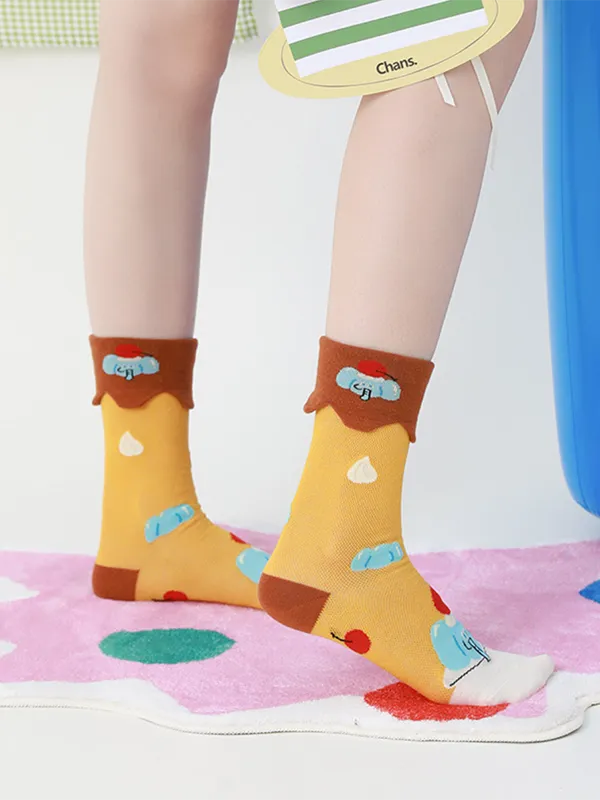 Cartoon Elephant Contrast Color Socks Accessories