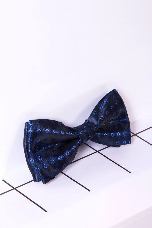 Childrens Navy Spot Print Bow Tie