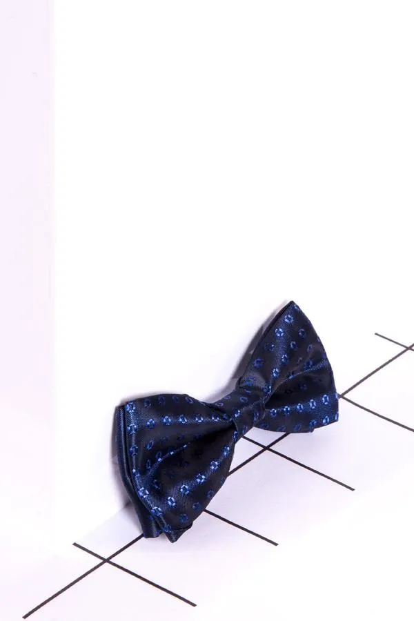 Childrens Navy Spot Print Bow Tie