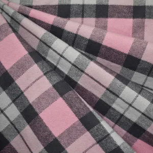 Cozy Cotton Flannel Subtle Tartan Plaid Pink/Charcoal