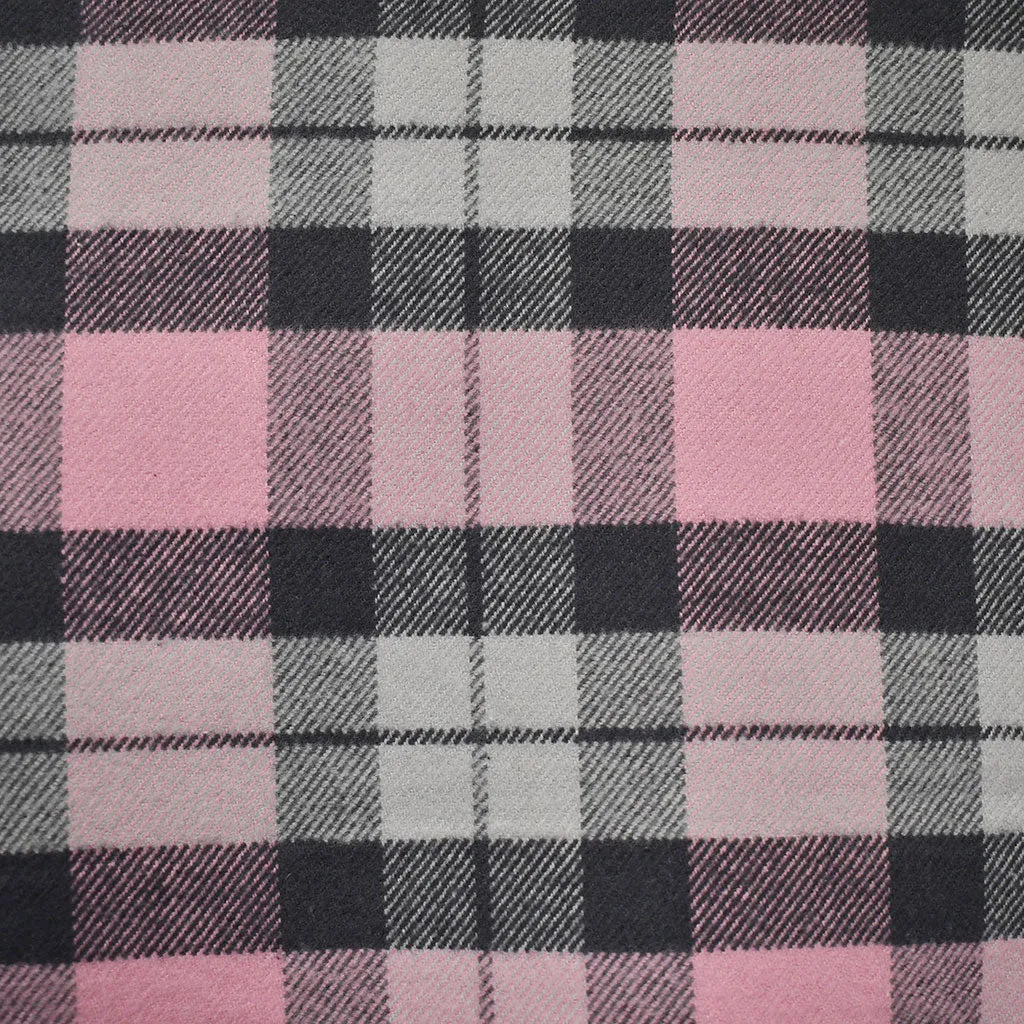 Cozy Cotton Flannel Subtle Tartan Plaid Pink/Charcoal