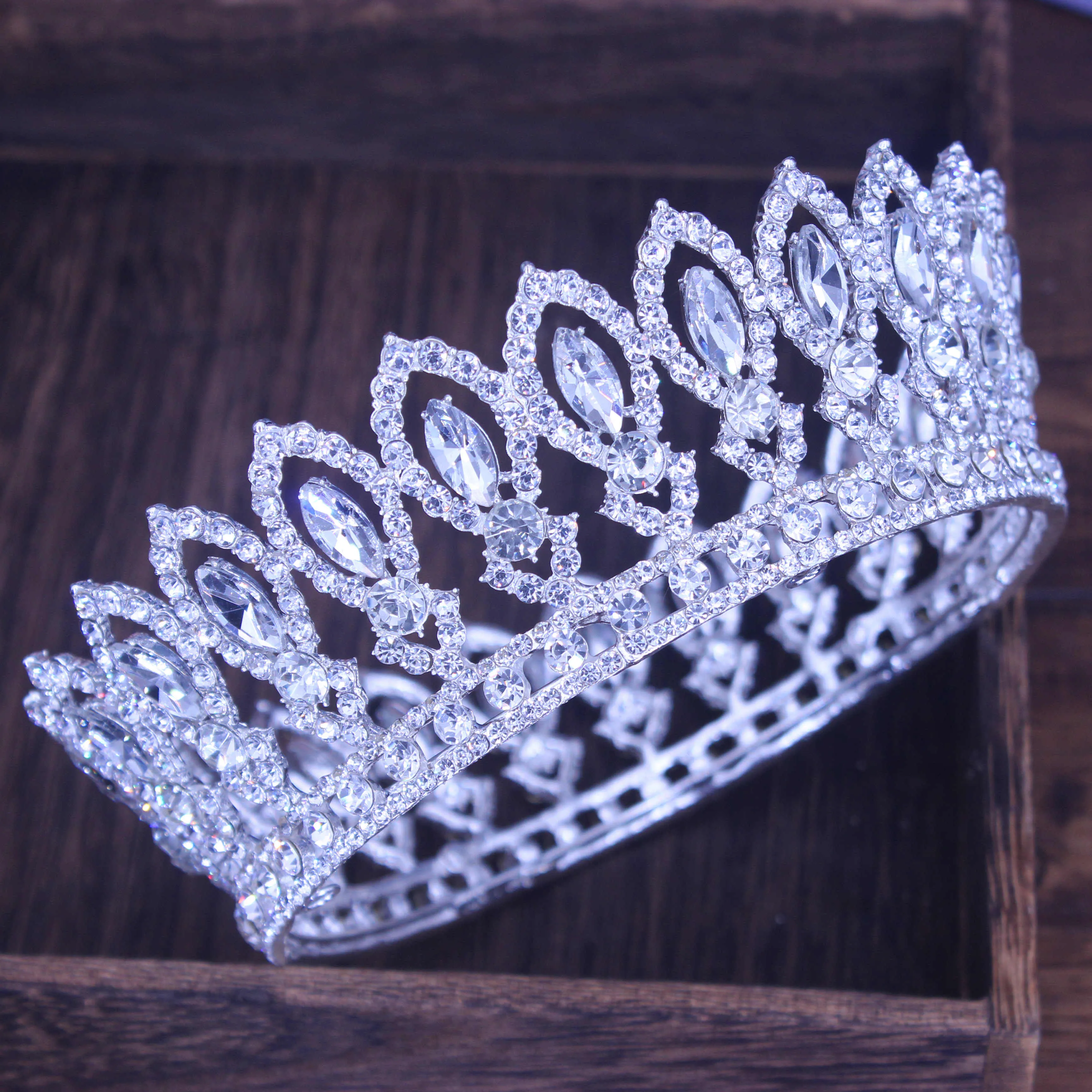 Crystal Queen Tiara Crown Bridal Pageant Hair Accessories Many Colors