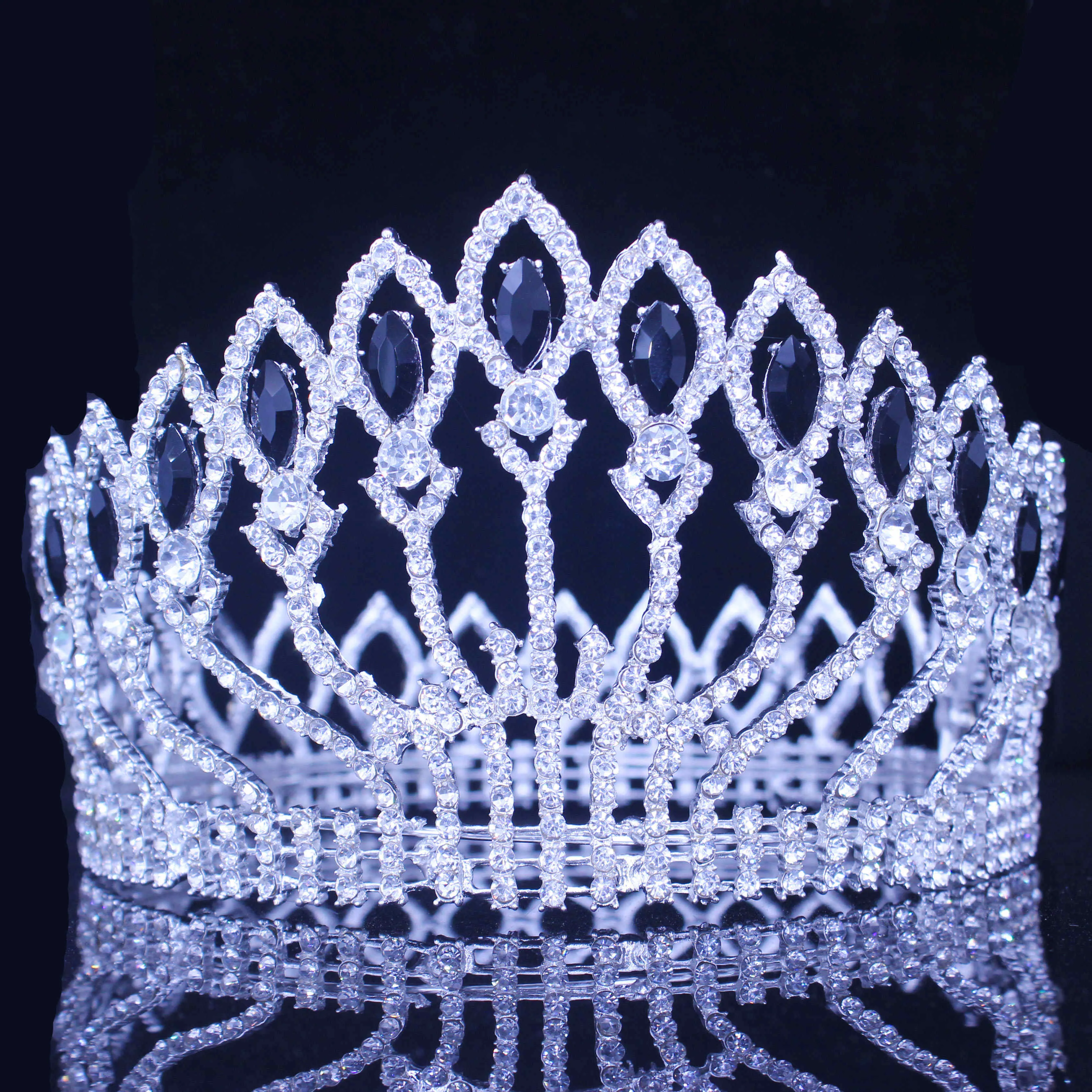 Crystal Queen Tiara Crown Bridal Pageant Hair Accessories Many Colors