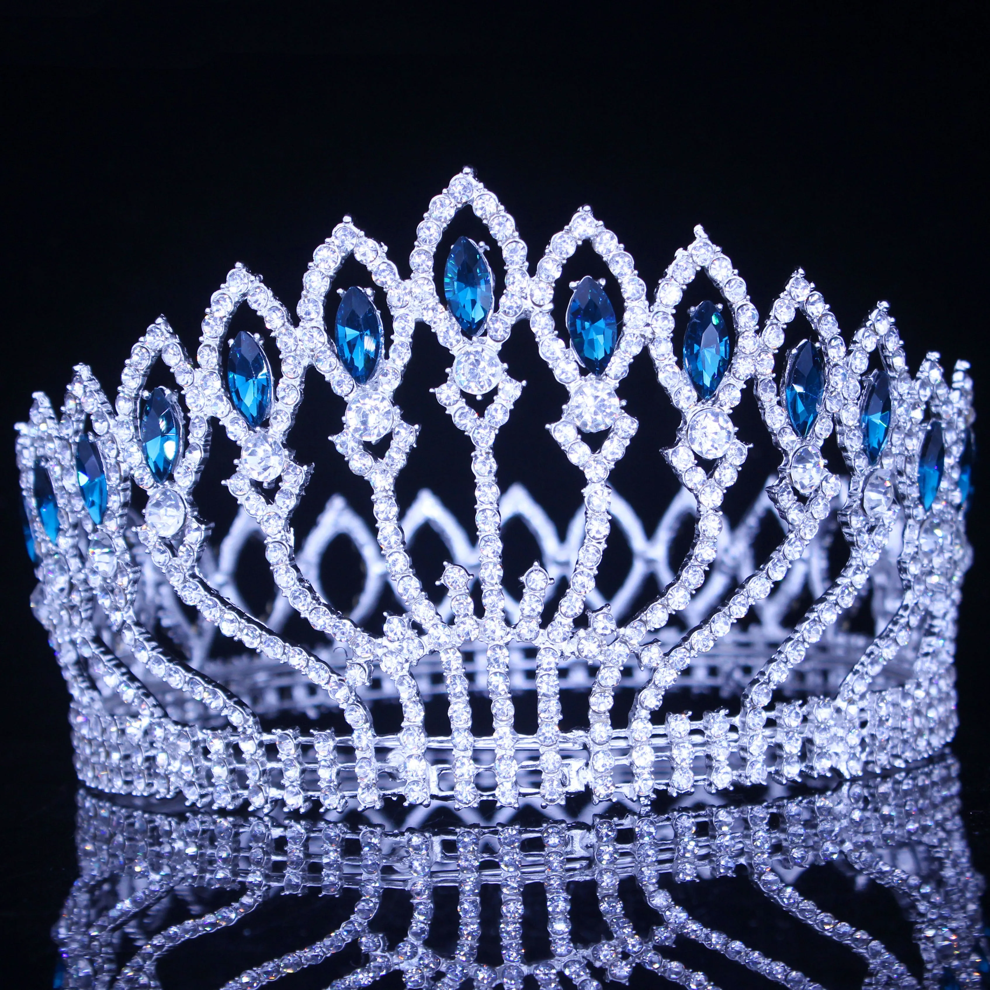 Crystal Queen Tiara Crown Bridal Pageant Hair Accessories Many Colors