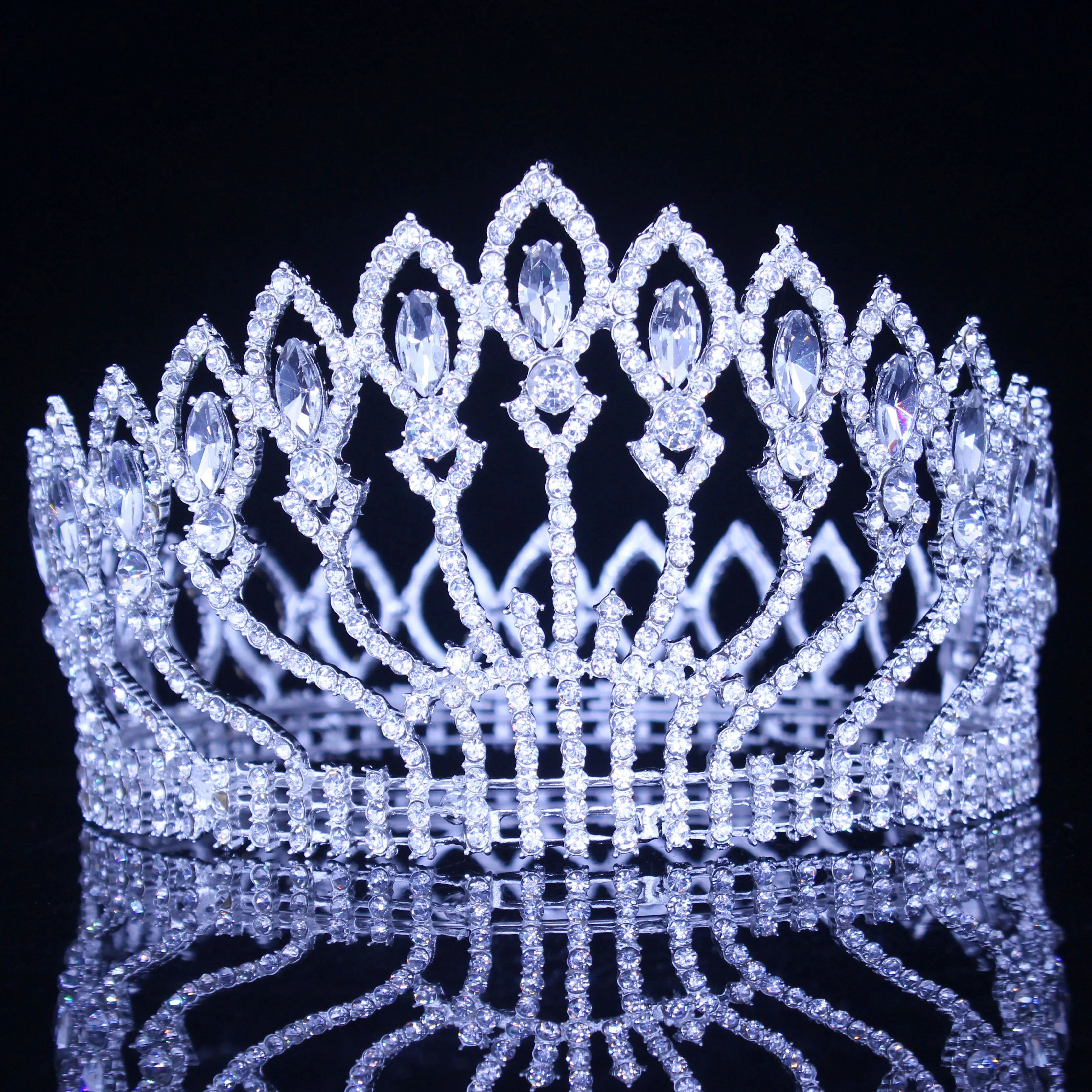 Crystal Queen Tiara Crown Bridal Pageant Hair Accessories Many Colors