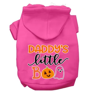 Daddy's Little Boo Screen Print Dog Hoodie Bright Pink Xl