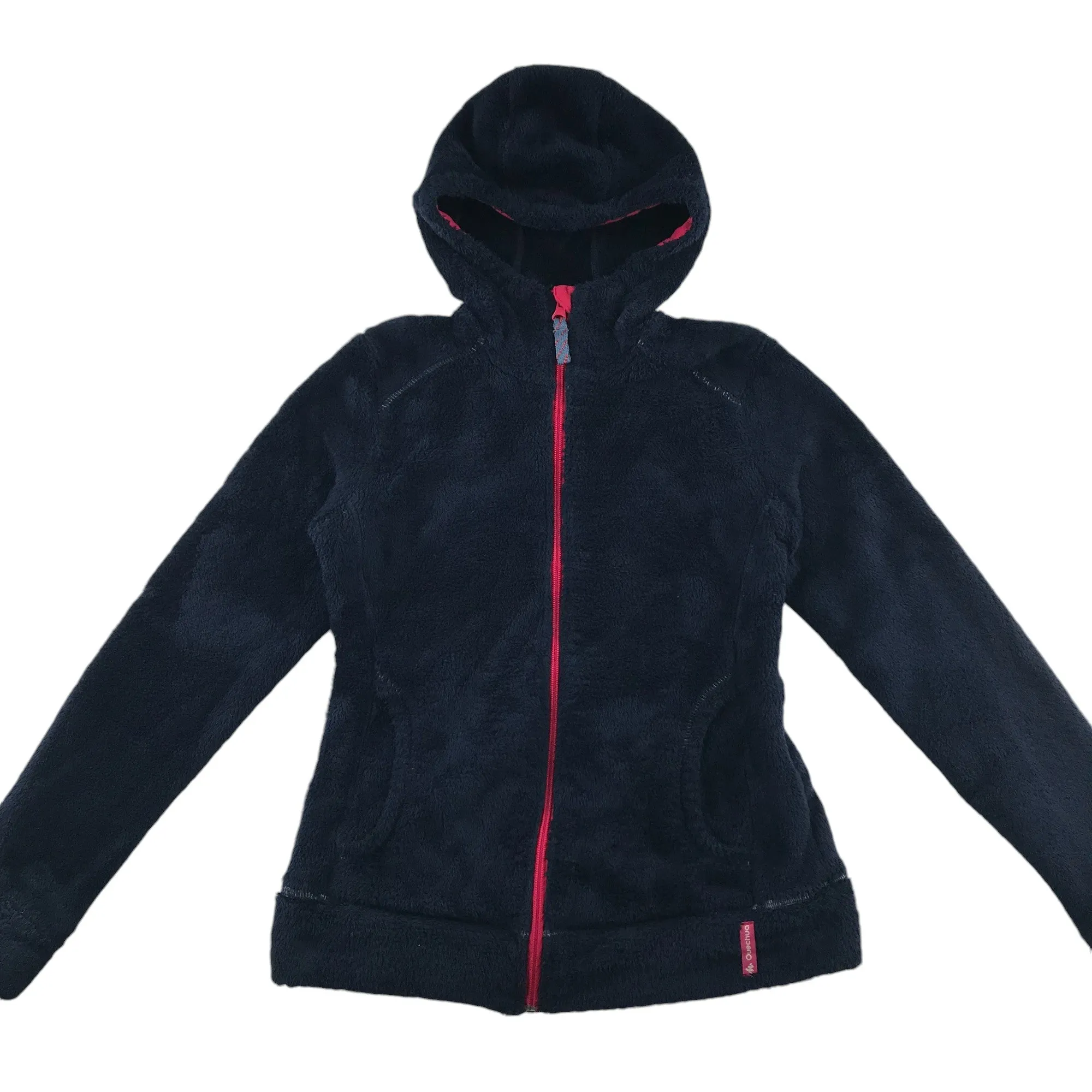 Decathlon fleece hoodie 12-14 years navy blue fluffy full zipper