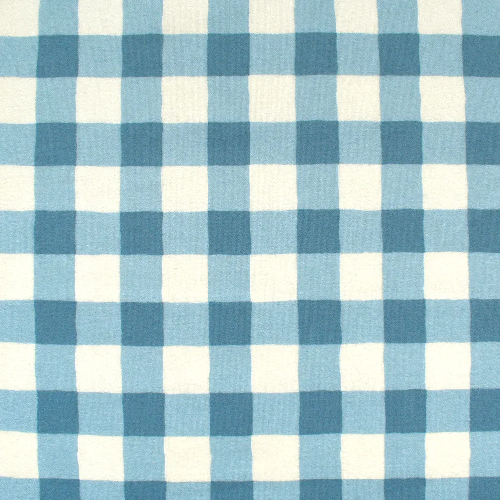 Dreamy Gingham Plaid Print Cozy Flannel Aqua/Vanilla