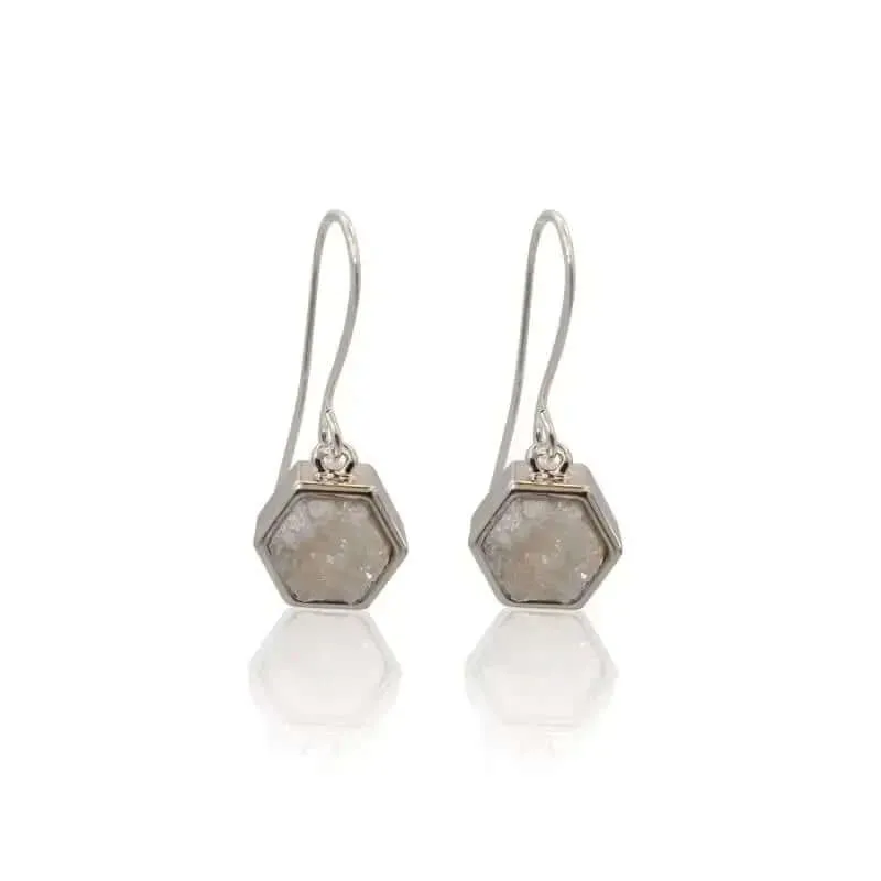 Druzy White Earrings