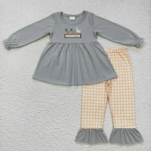 Duck Embroidery Girls Clothing Long Sleeve Kids Sibling Clothing GLP0724