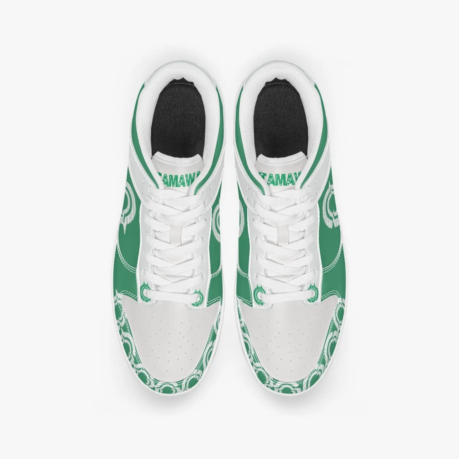 Dunk Stylish Low-Top Leather Sneakers Green-White logo