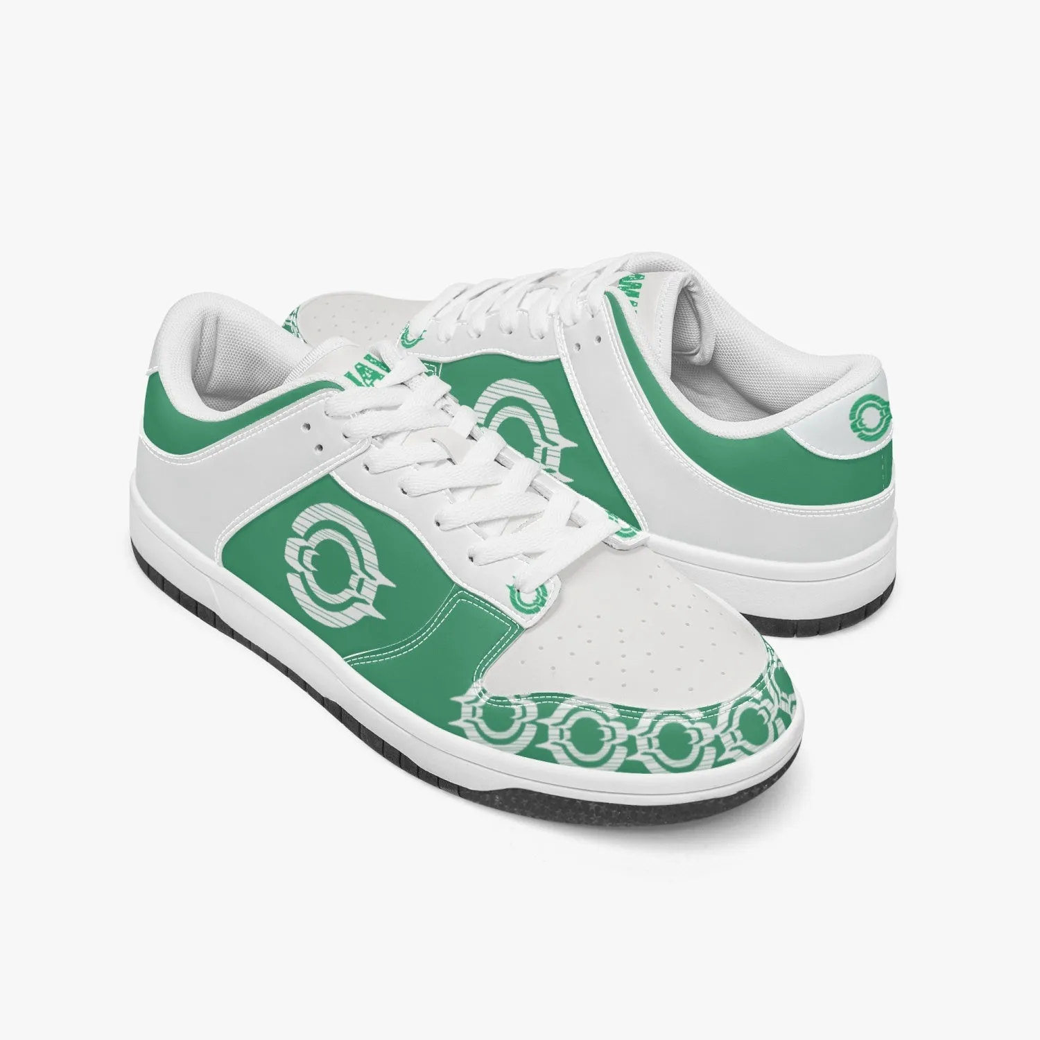 Dunk Stylish Low-Top Leather Sneakers Green-White logo