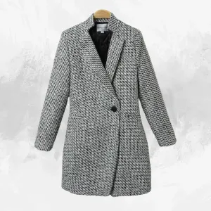 European Houndstooth Wool Coat