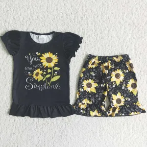 Fashion Baby Girls Clothes Sunflower Boutique Girls Clothing Wholesale Kids Clothing C10-4