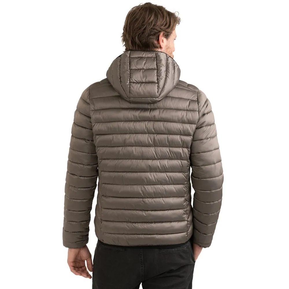 Fred Mello Sleek Gray Padded Jacket with Hood