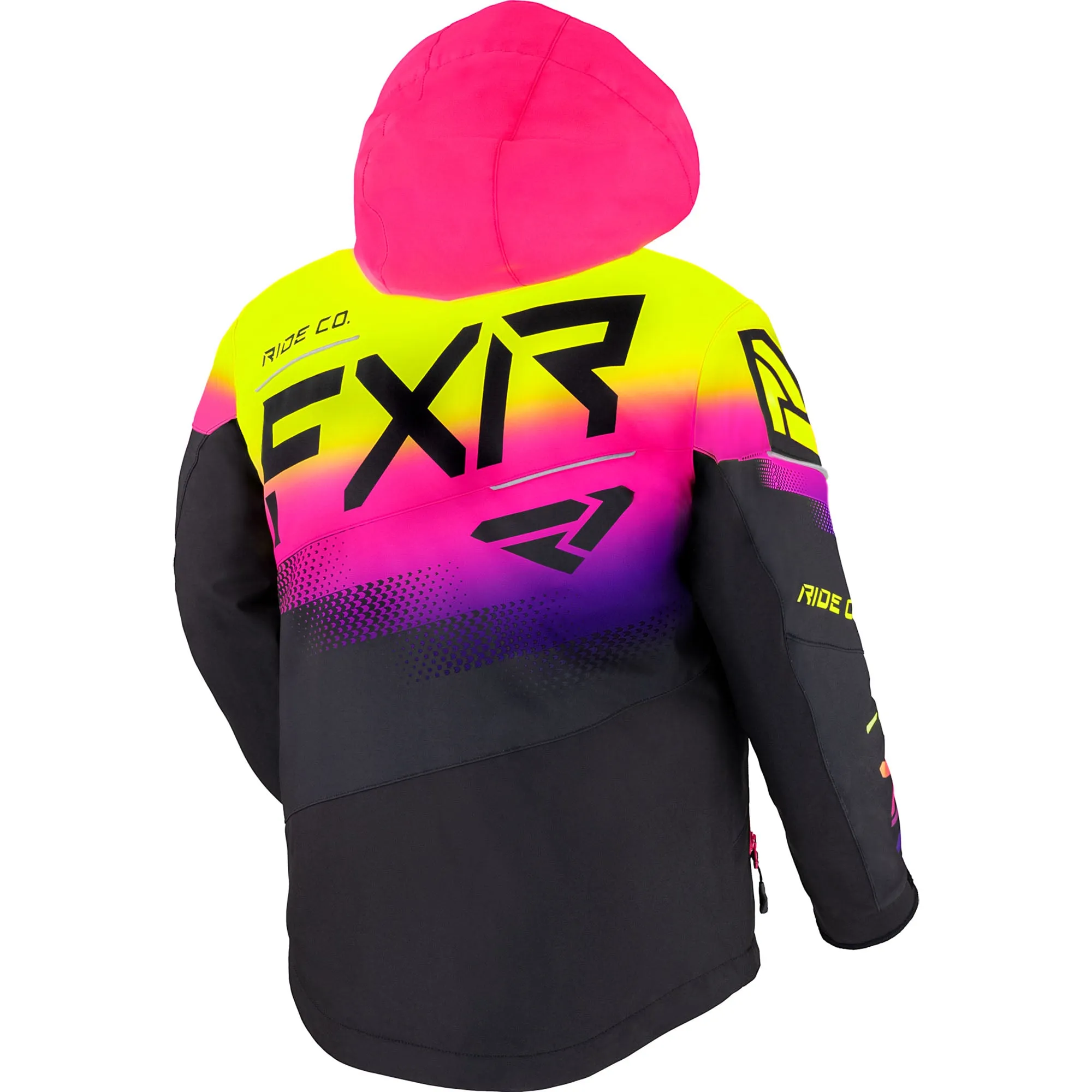 FXR  Child Boost Snowmobile Jacket Thermal Flex Insulated Black Neon Fusion