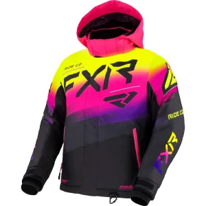 FXR  Child Boost Snowmobile Jacket Thermal Flex Insulated Black Neon Fusion