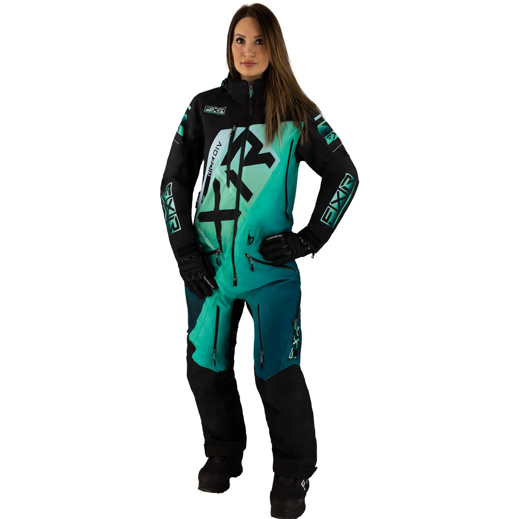 FXR CX F.A.S.T. Insulated Snowmobile Monosuit Black/Mint Fade