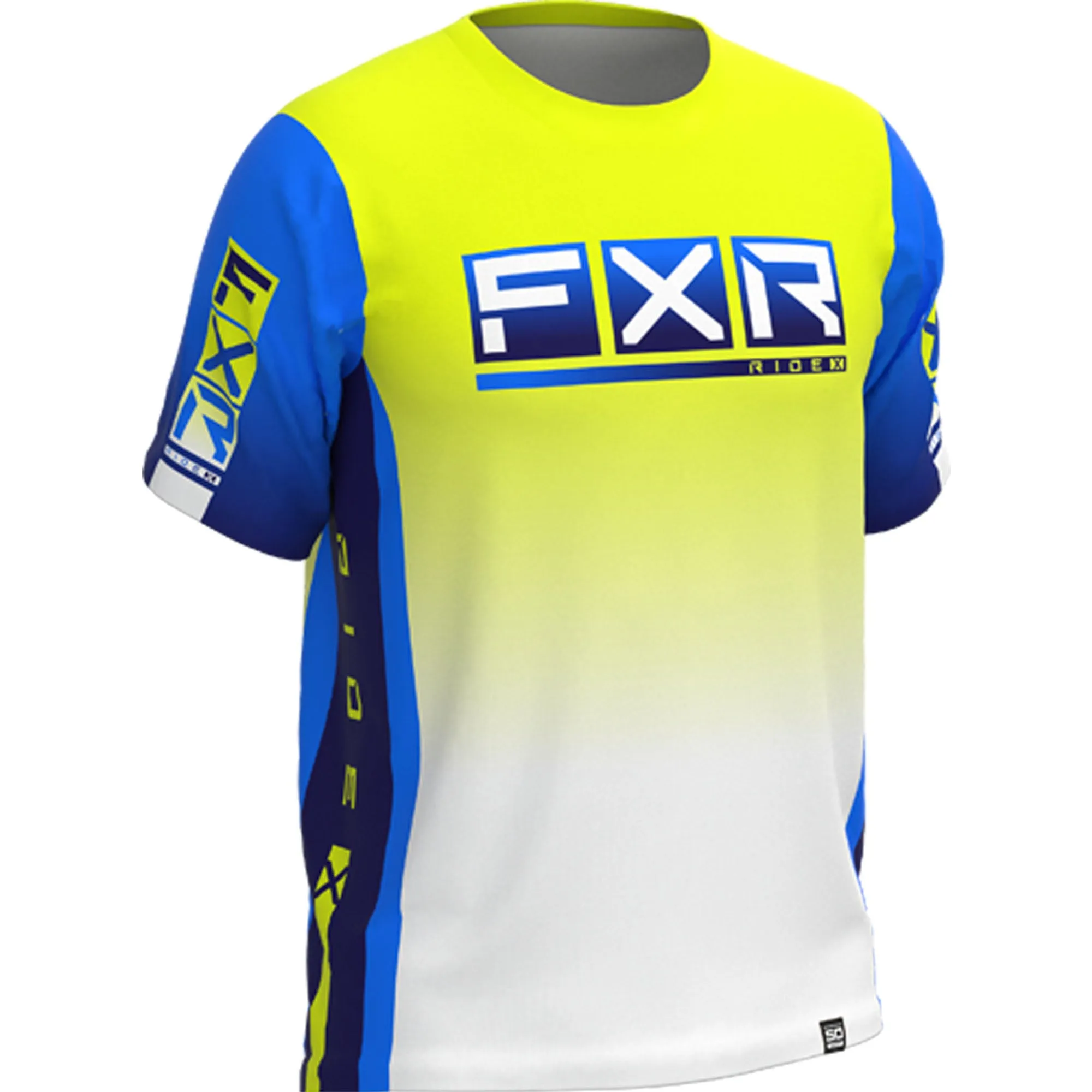 FXR  Mens HiVis Fade Blue Fade Proflex UPF Short Sleeve Jersey Lightweight Vented