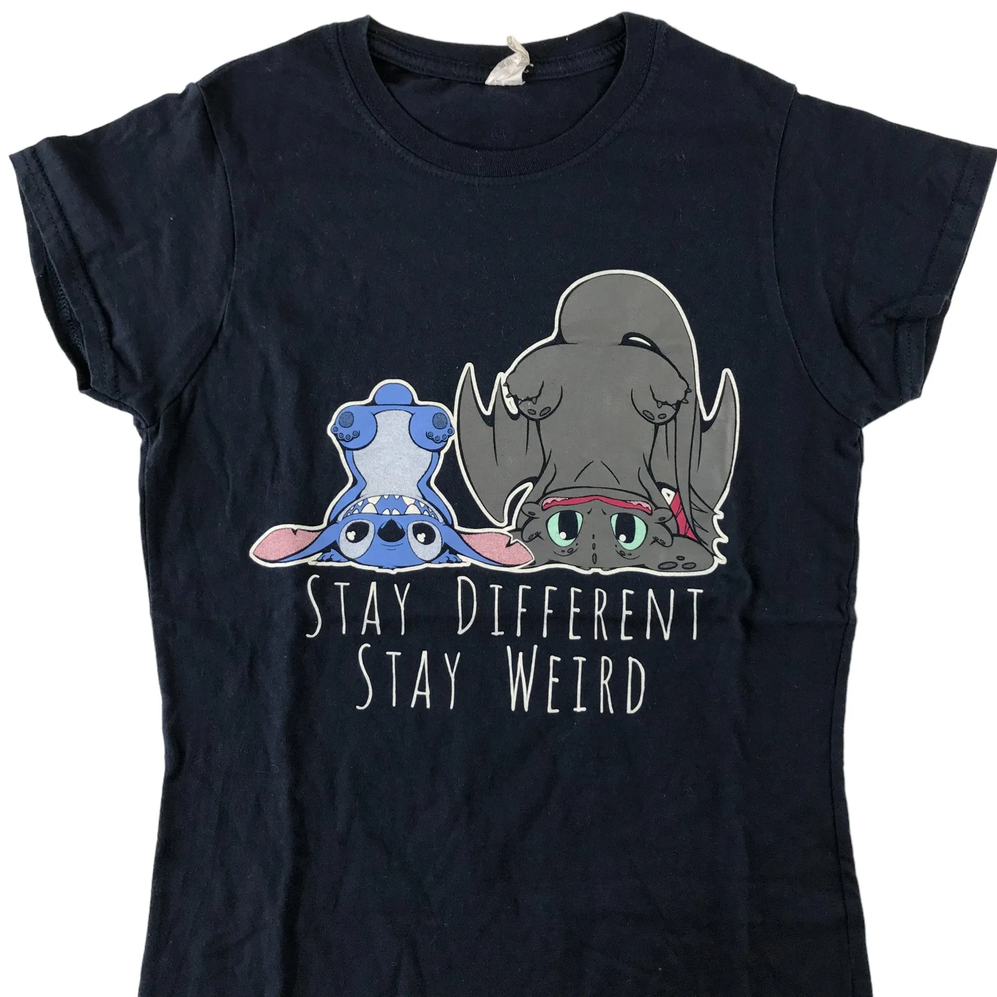 Gildan t-shirt 11-12 years navy blue Stitch and Toothless print