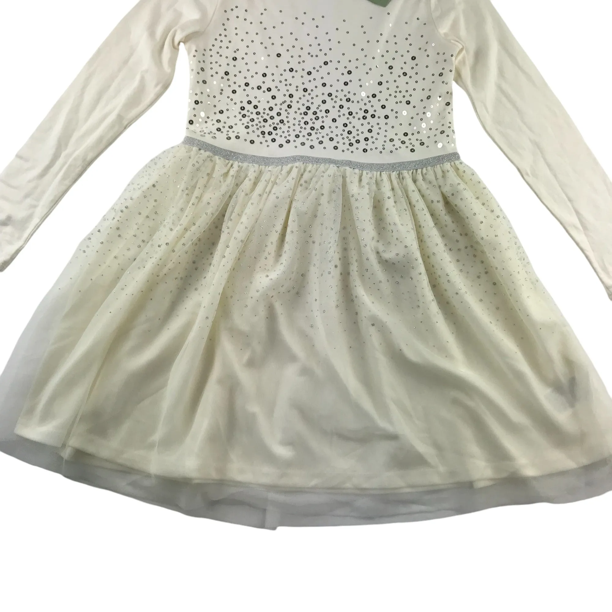 H&M dress 8-10 years white fitted t-shirt top and flared layered mesh skirt