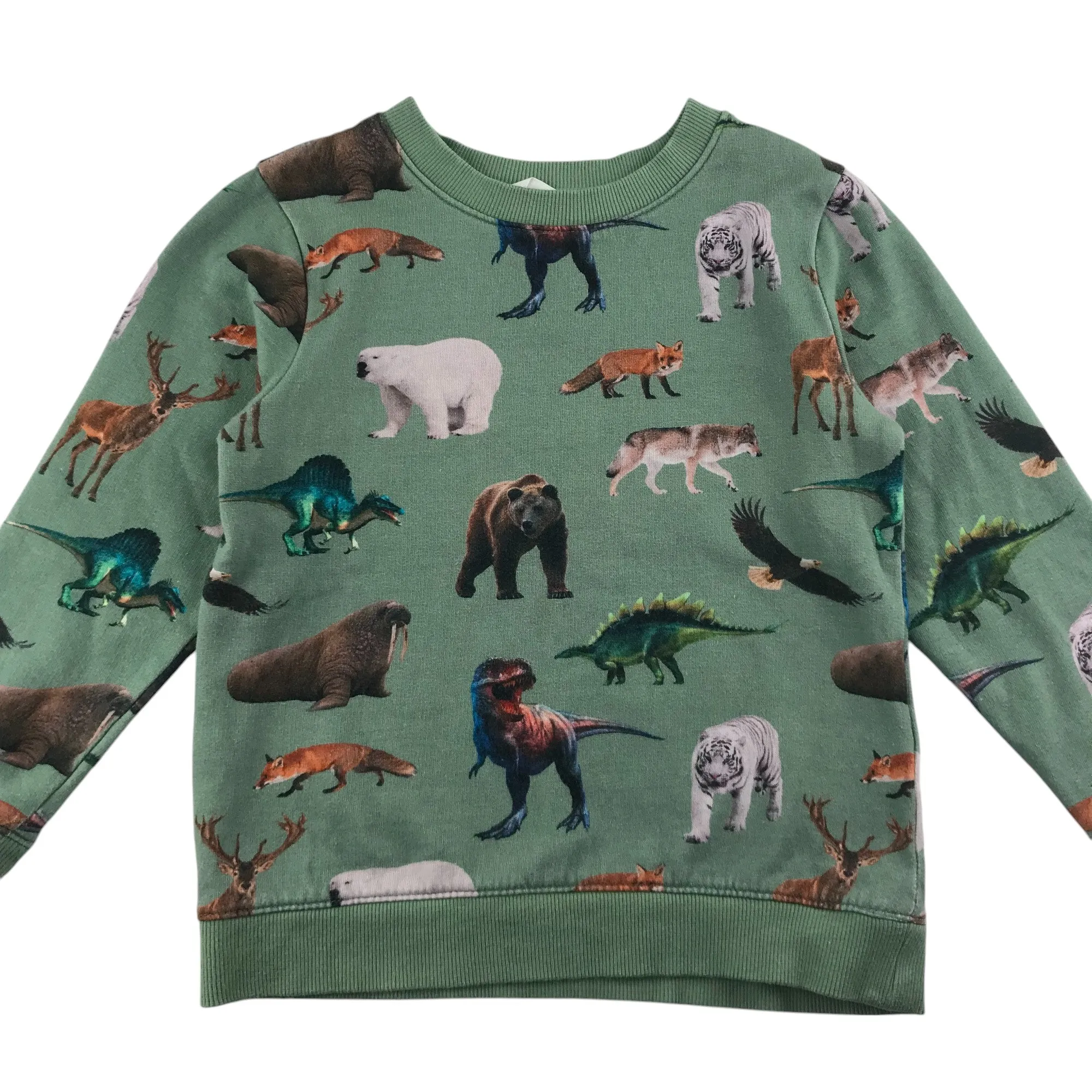 H&M sweater 6-8 years light green animals