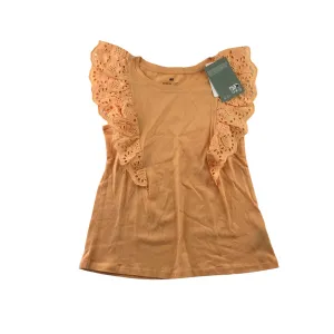 H&M top 6-8 years peachy orange lace style sleeveless butterfly frills cotton