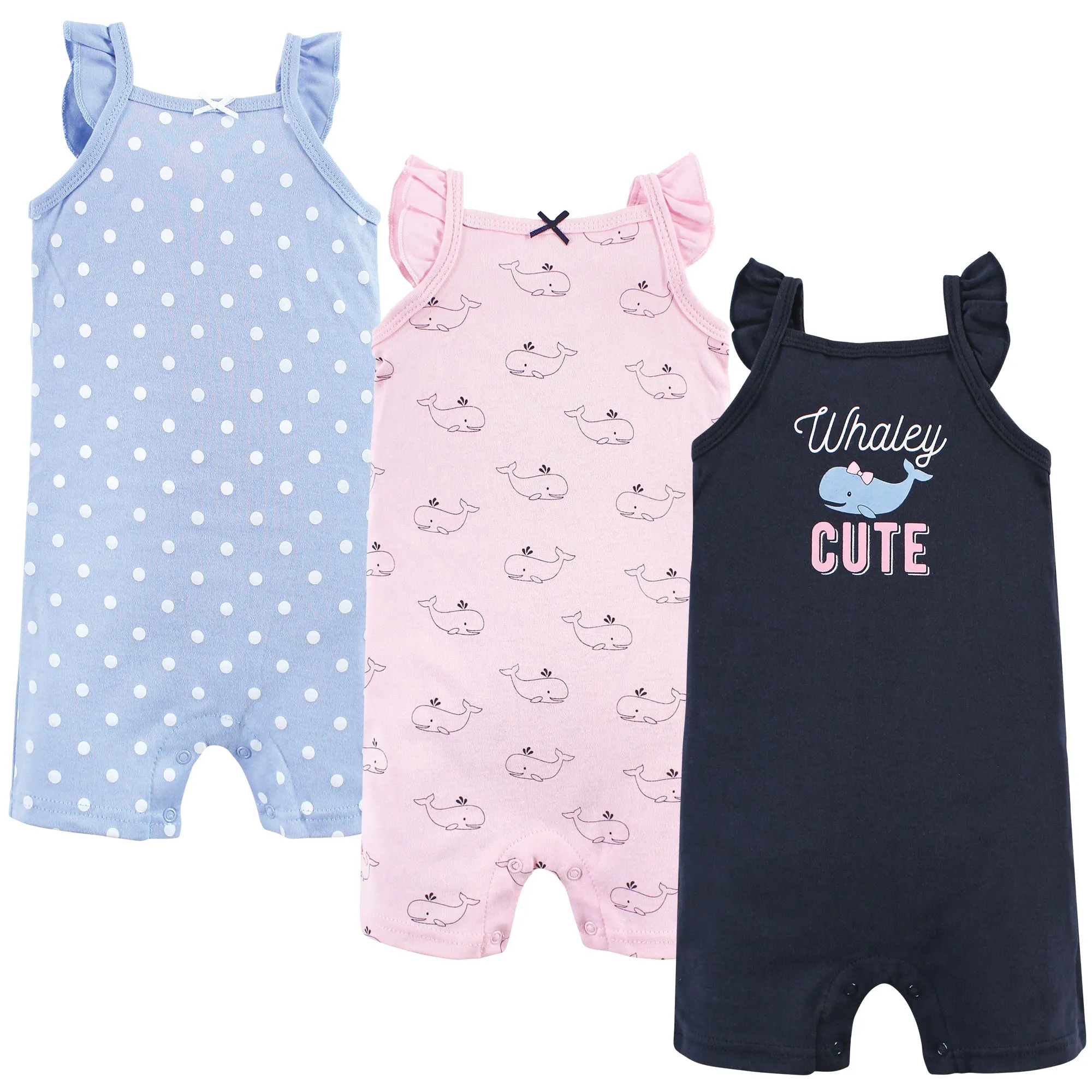 Hudson Baby Cotton Rompers, Whaley Cute Girl