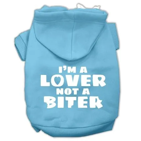 I'm A Lover Not A Biter Screen Printed Dog Pet Hoodies Baby Blue Size Sm (10)