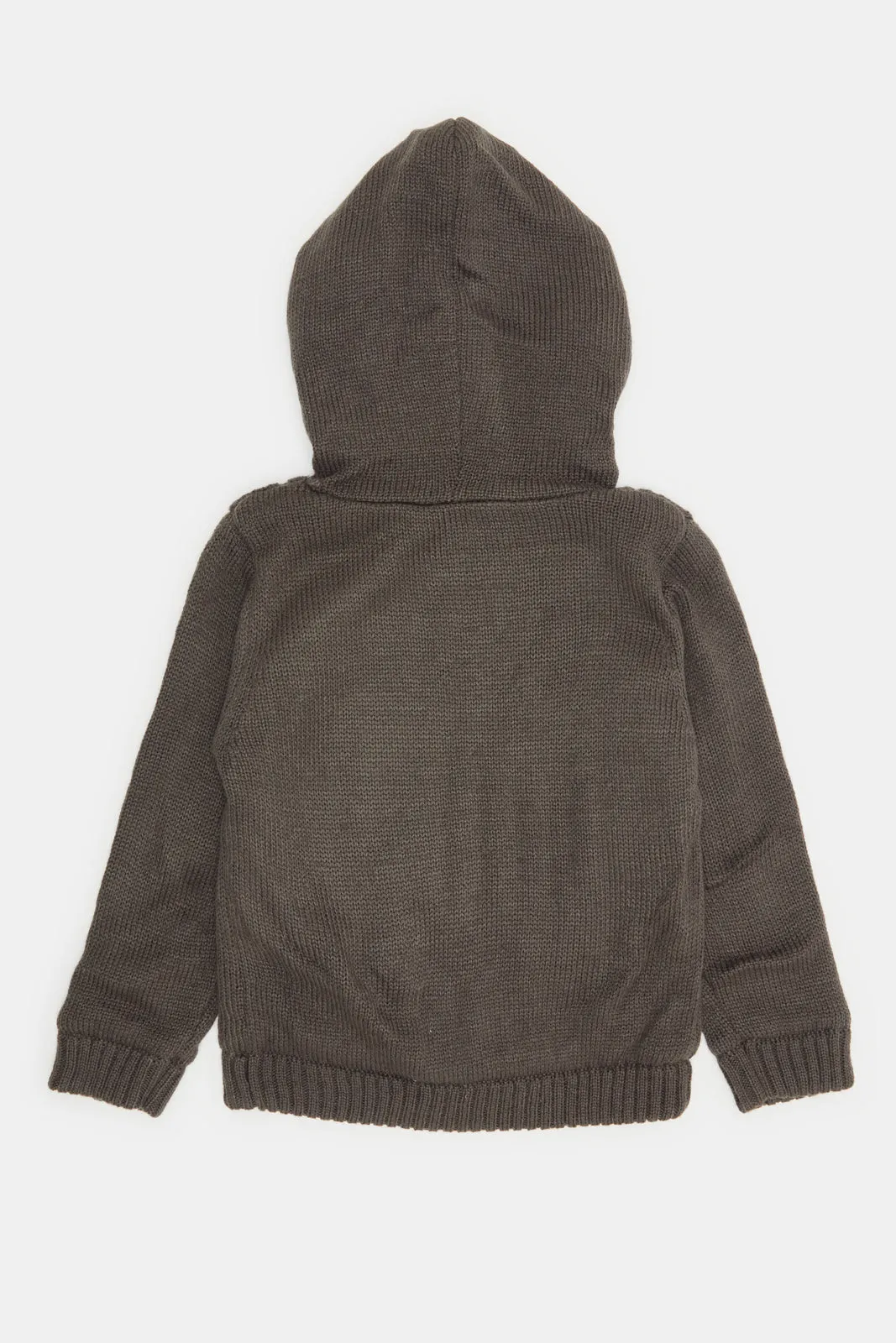 Infant Boys Charcoal Hooded Zip-Through Cardigan