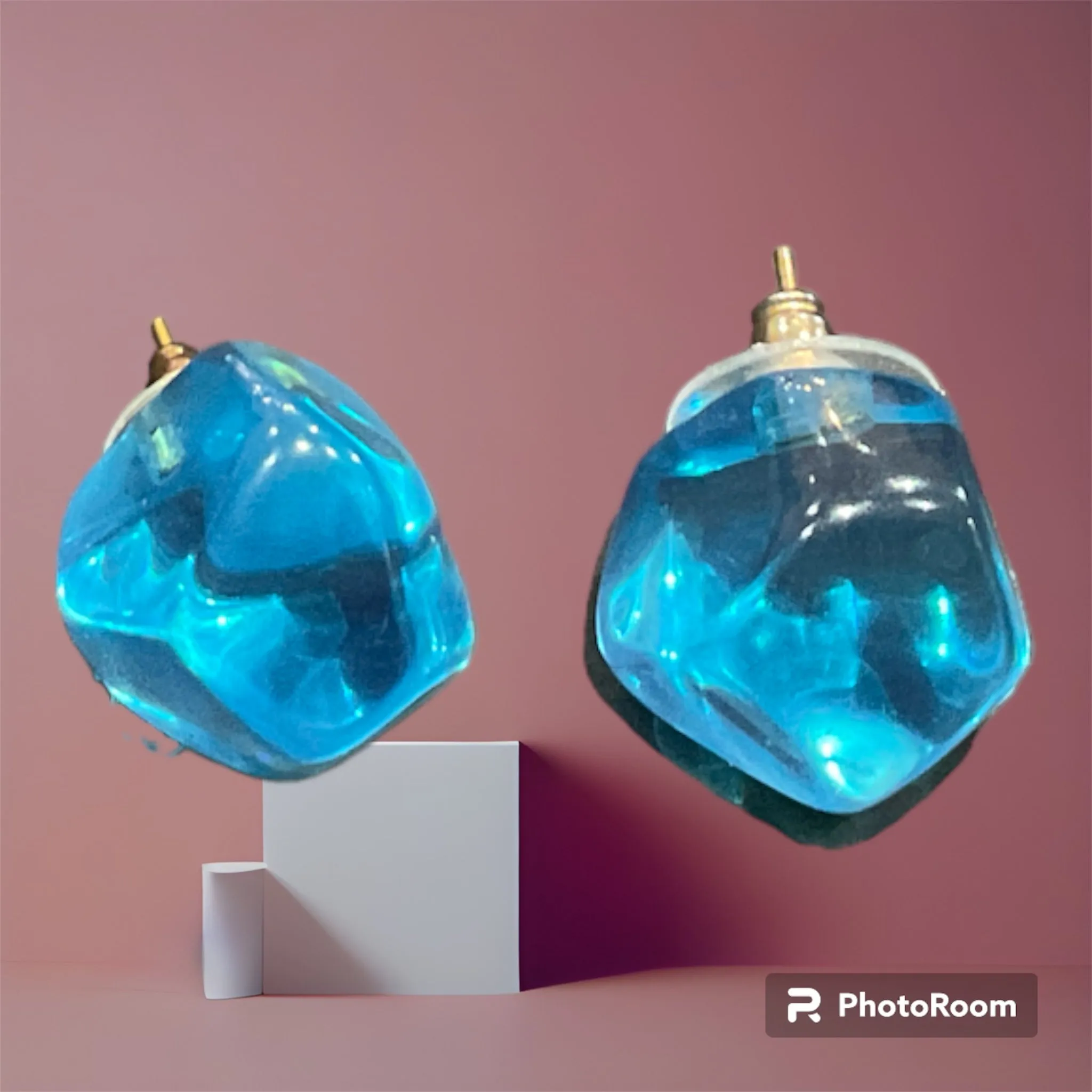 Jackie Brazil Blue Resin Stud Earrings