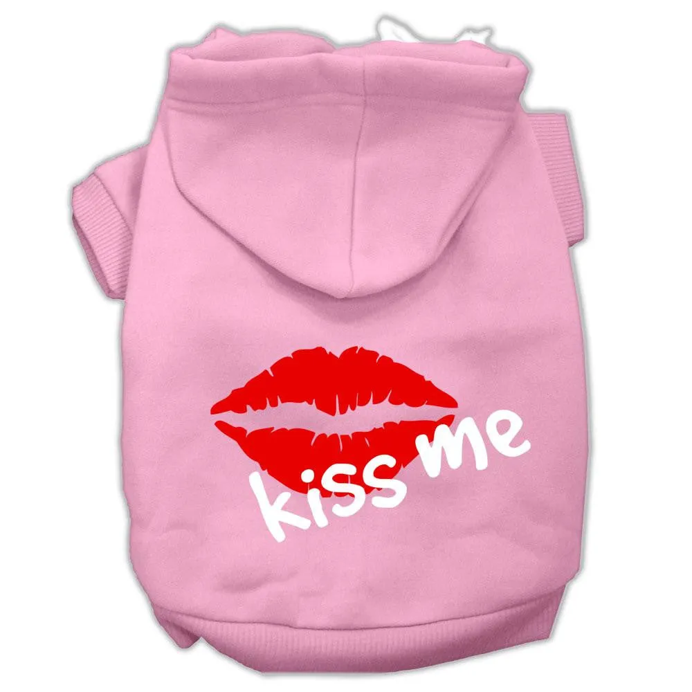 Kiss Me Screen Print Pet Hoodies Light Pink Size XXL (18)