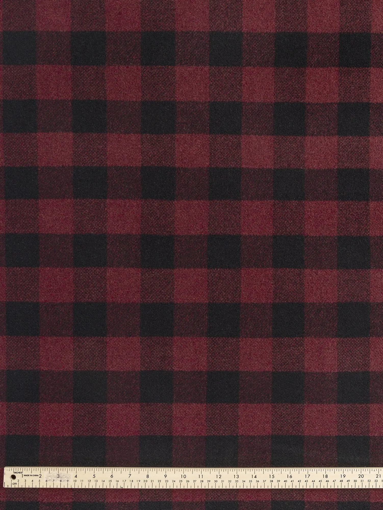 Large Buffalo Check Wool Blend Coating Deadstock - Bordeaux   Black