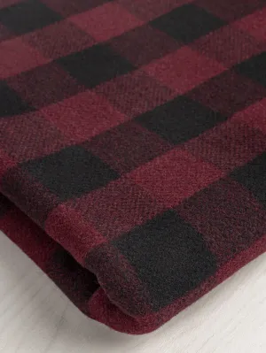 Large Buffalo Check Wool Blend Coating Deadstock - Bordeaux   Black