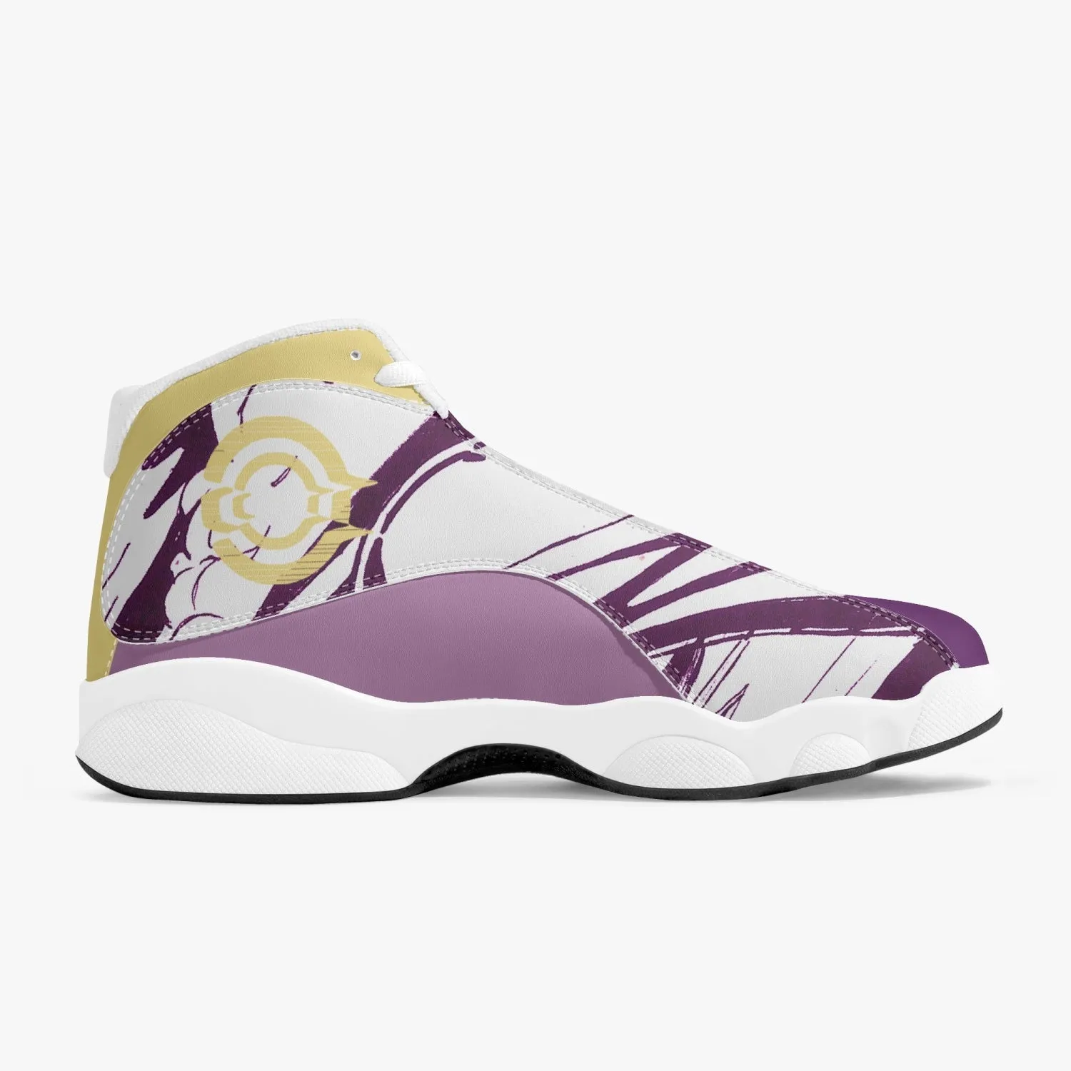 Leather Basketball Sneakers - Purple/Yellow