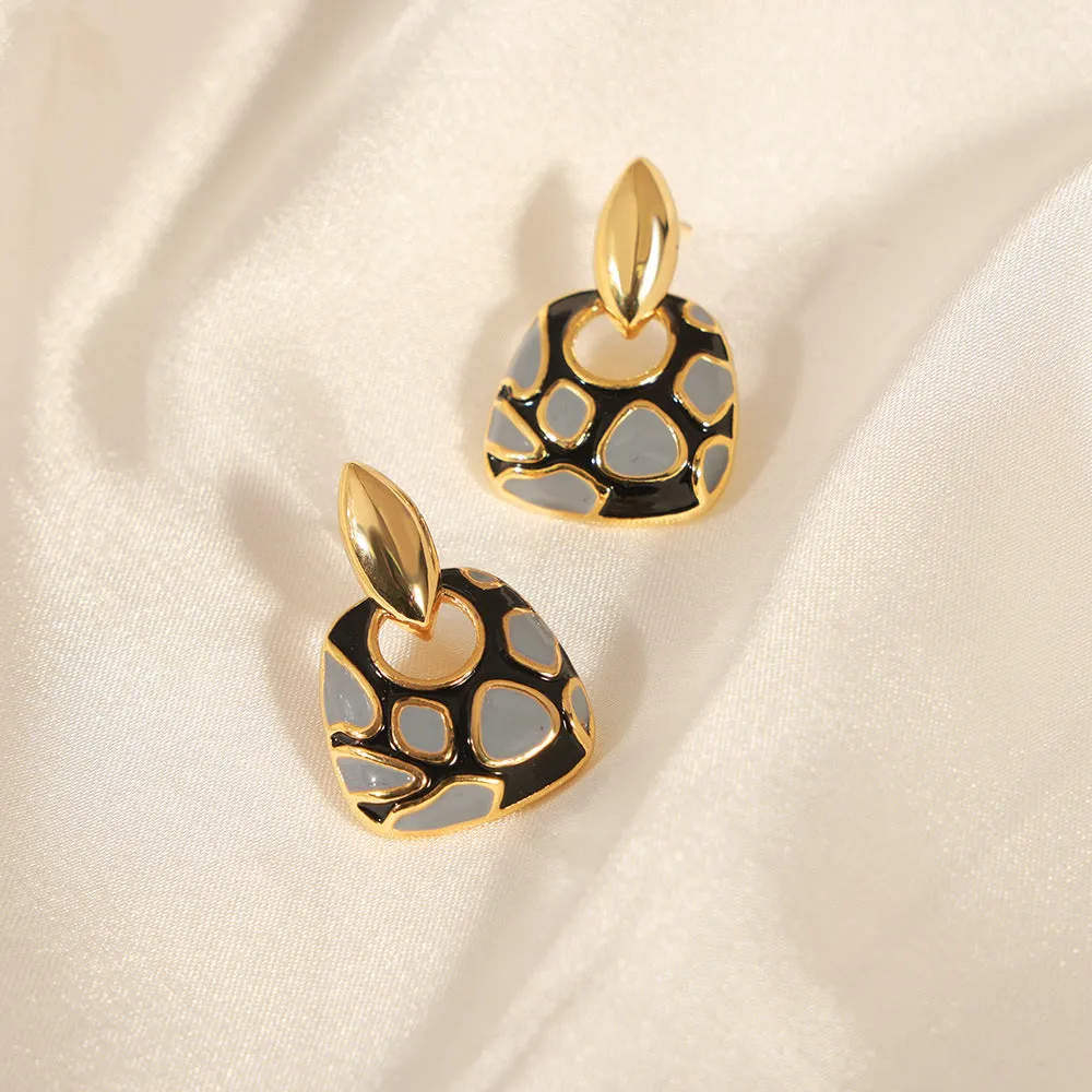 Leopard Print Geometric Copper Earrings - Stylish Accessories for Fashionistas