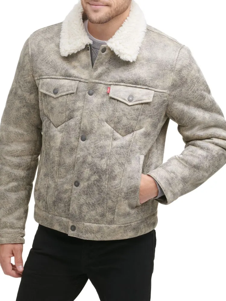 Levi'S Classic Bomber Jacket with Faux Sheepskin Lining, Gray