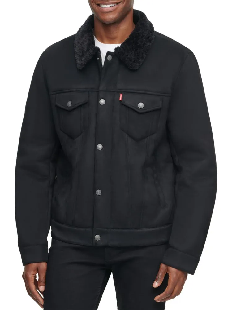 Levi'S Classic Bomber Jacket with Faux Sheepskin Lining, Gray